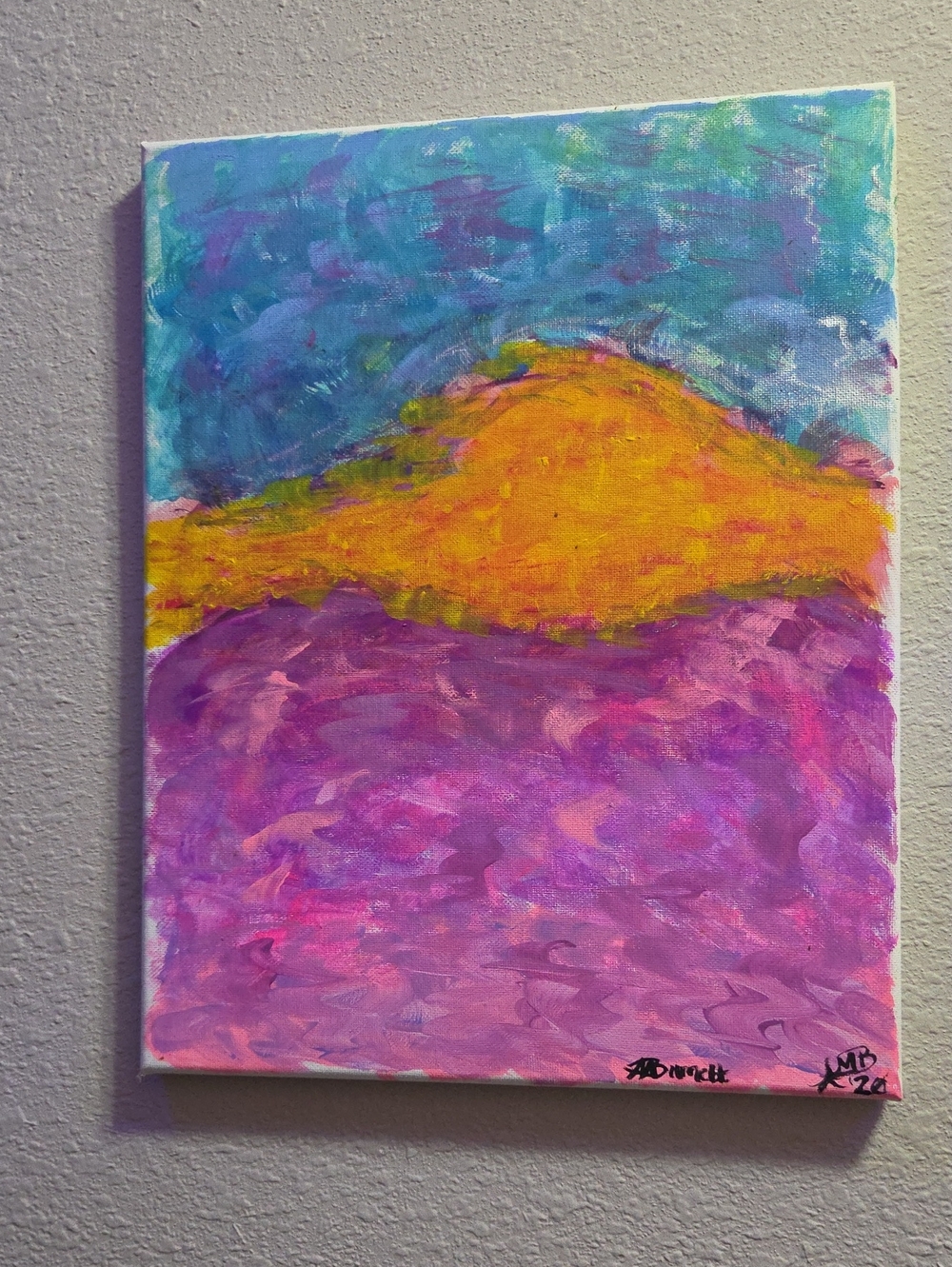Vibrant Pink Abstract Landscape Canvas Art - Signed by Artist